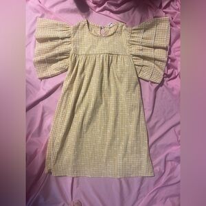 SHEIN Yellow Gingham Ruffle Sleeve Dress